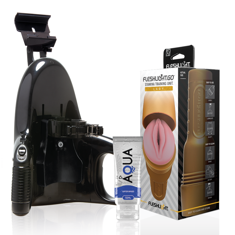 FLESHLIGHT - STAMINA GO TRAININGSEINHEIT LADY + UNIVERSAL LAUNCH + GLEITMITTEL IN AQUA-QUALITÄT 50 ML