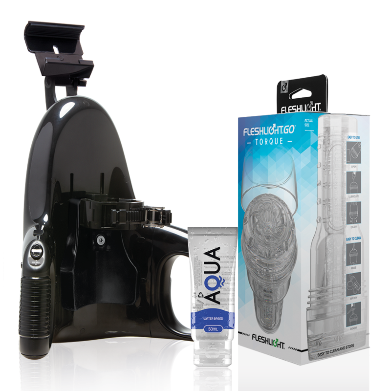FLESHLIGHT - GO MASTURBADOR TORQUE ICE + UNIVERSAL LAUNCH + GLEITMITTEL IN AQUA-QUALITÄT 50 ML