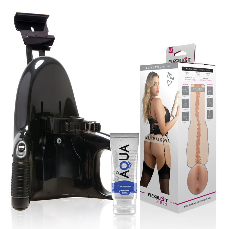 FLESHLIGHT - MIA MALKOVA BOSS LEVEL + UNIVERSAL LAUNCH + GLEITMITTEL IN AQUA-QUALITÄT 50 ML