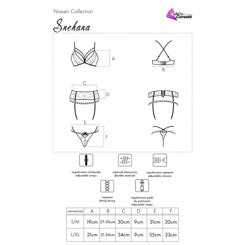 LIVCO CORSETTI FASHION - SNEHANA LC 90443 SUJETADOR + LIGUERO + PANTY NEGRO