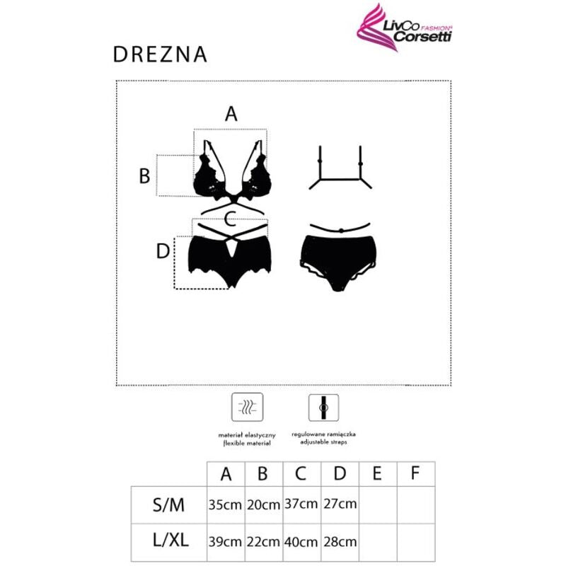 LIVCO CORSETTI FASHION - DREZNA LC 90733 SUJETADOR + PANTY NEGRO