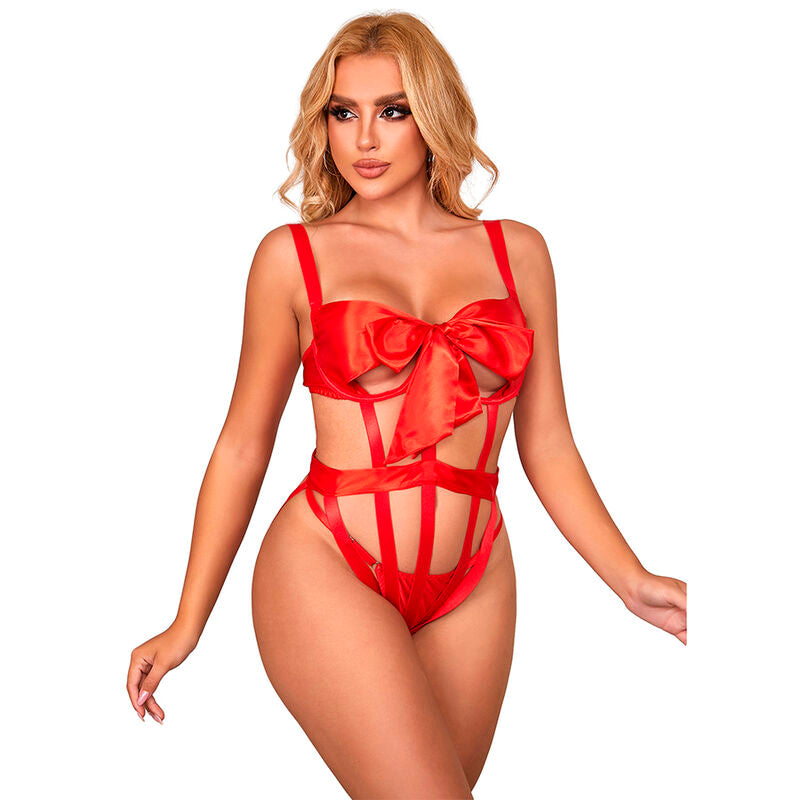 SUBBLIME - 954468 SEXY DURCHBROCHENER BODY MIT SCHLEIFE ROT S/M