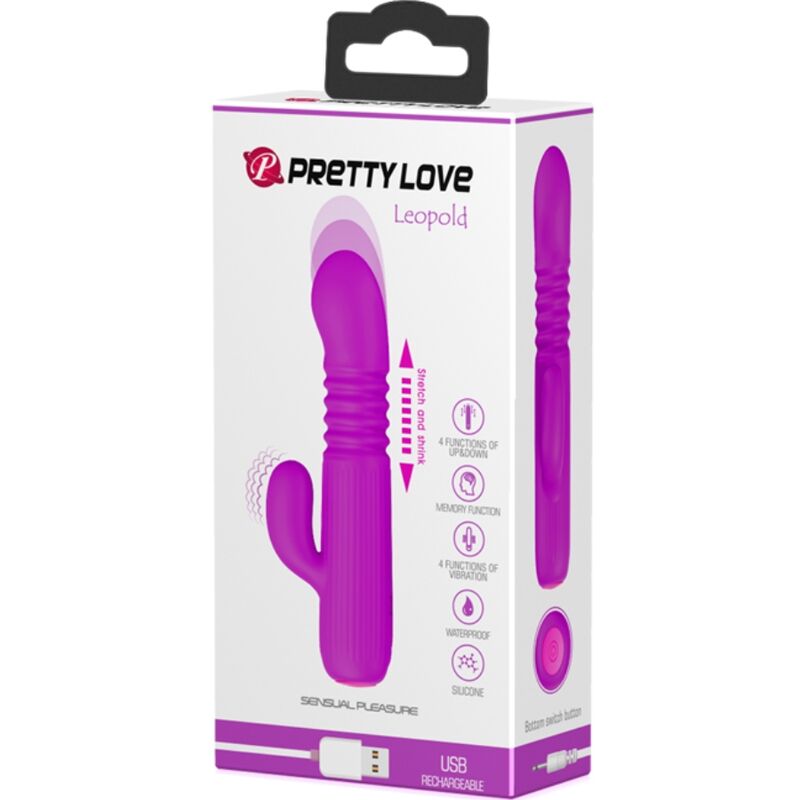 PRETTY LOVE - LEOPOLD VIBRATOR 4 VIBRATIONEN 4 STOSSMODI LILA