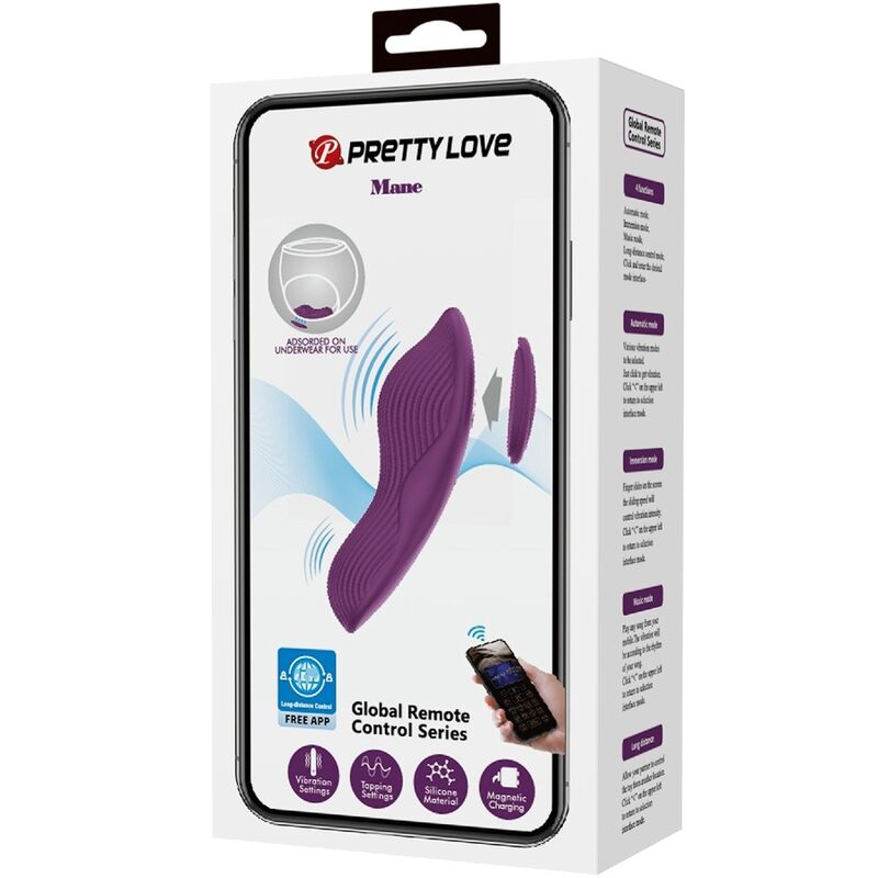 PRETTY LOVE - MANE LAY ON CLITORIS MASSAGER 10 VIBRATIONEN FERNBEDIENUNG LILA