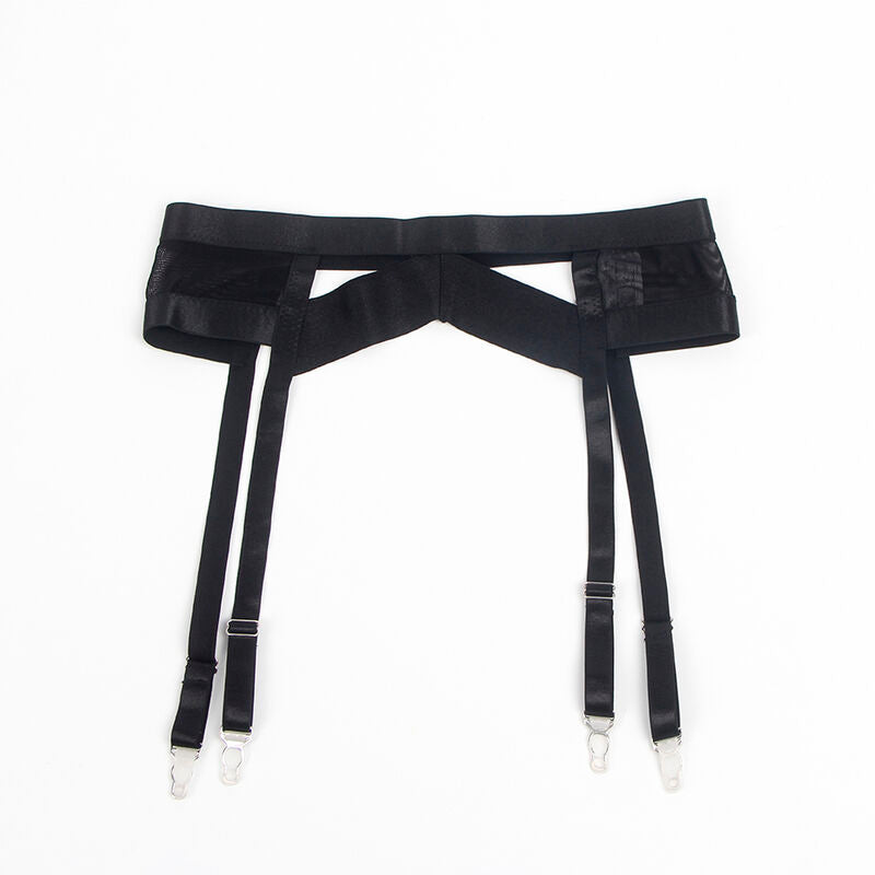 SUBBLIME - 955243 SCHWARZER BONDAGE-BH MIT STRUMPFBAND-SET L/XL