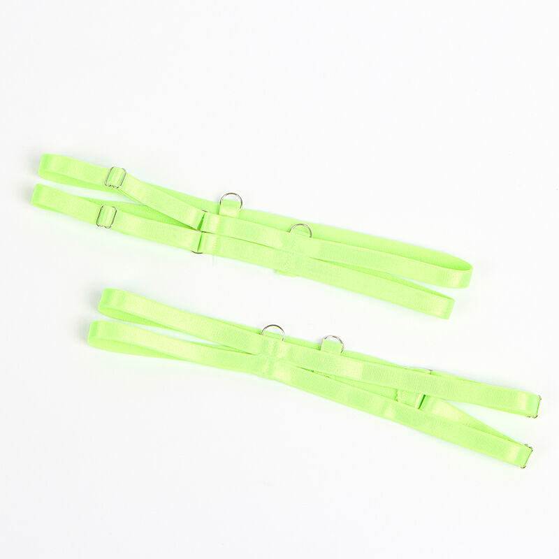 SUBBLIME - 955311 BH-SET MIT SPITZE UND STRUMPFBAND GRÜN UND BLAU S/M