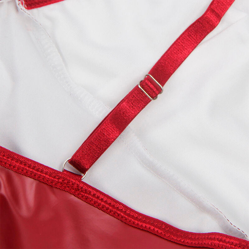 SUBBLIME - 955403 KLEID MIT BURGUNDERROTEN LEDERTRÄGERN L/XL