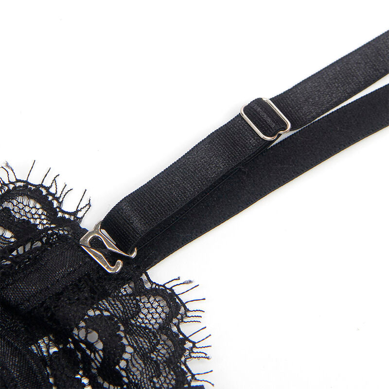 SUBBLIME - 955502 SPITZEN-BODYSUIT MIT SCHLEIFEN UND STRAPSEN SCHWARZ L/XL