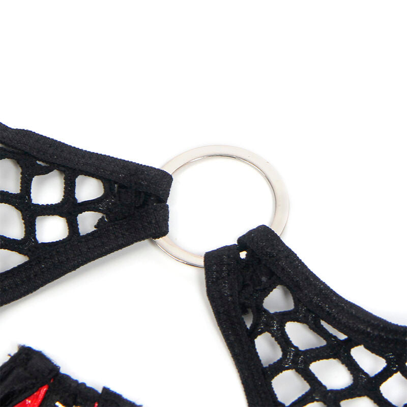 SUBBLIME - 955540 ROTES LACKLEDER-NETZ-ZIPPER-BH-SET L/XL