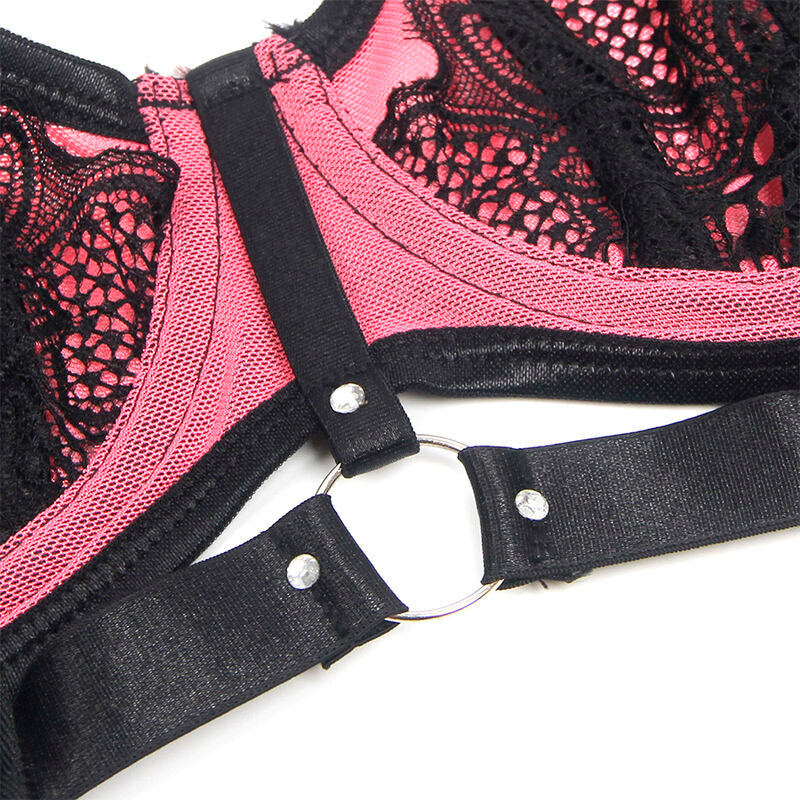 SUBBLIME - 955571 ROSA LACKLEDER MESH ZIPPER BH-SET S/M