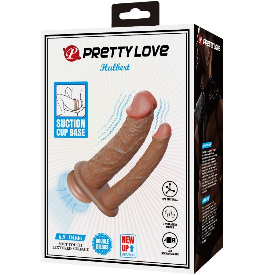 PRETTY LOVE - HULBERT DOPPELTER REALISTISCHER DILDO MIT VIBRATION MULATO
