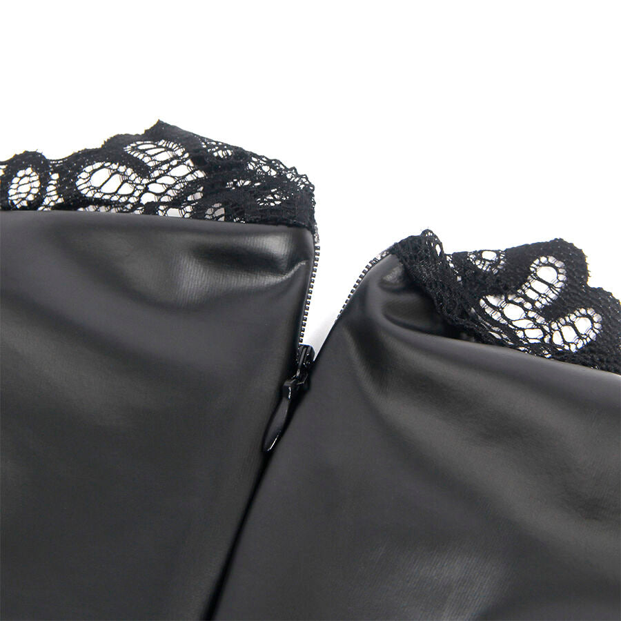 SUBBLIME - 957544 LEDERKLEID MIT SPITZENKRAGEN SCHWARZ S/M