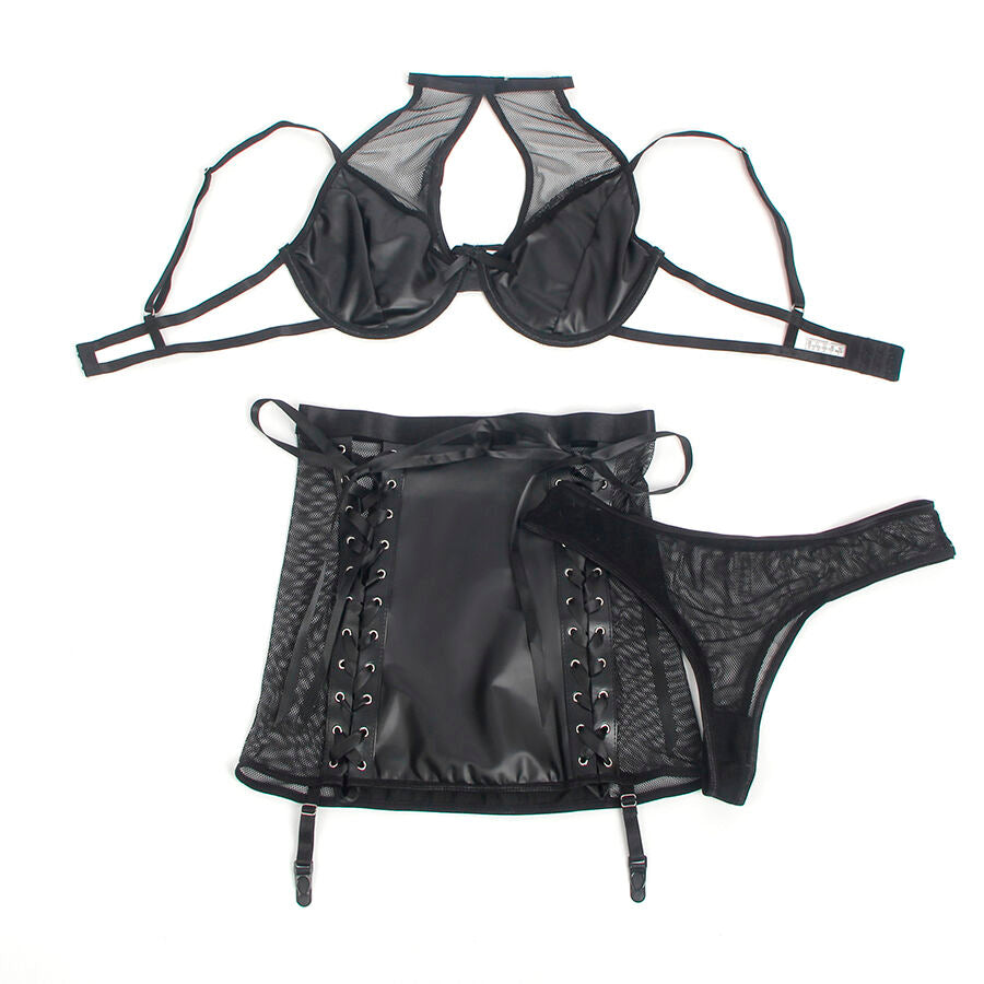 SUBBLIME - 957582 LEDER-BH UND ROCK-SET SCHWARZ S/M