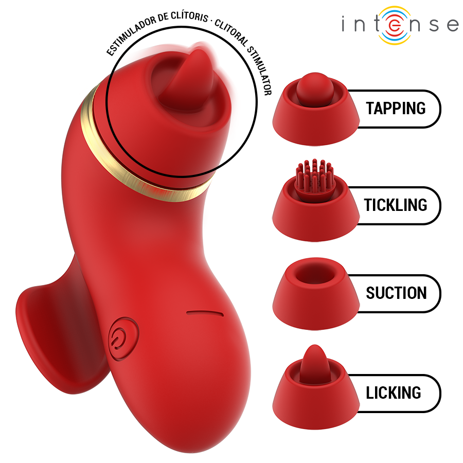 INTENSE - PATTY-STIMULATOR MIT 4 AUFSÄTZEN, SAUG-, KLETTER-, KITZEL- UND LECKFUNKTION