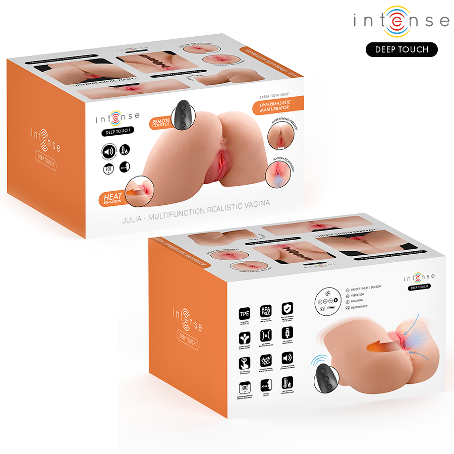 INTENSE DEEP TOUCH - JULIA ANAL- UND VAGINALMASTURBATOR MIT SAUG-, WÄRME-, VIBRATIONS- UND SPRACHEFFEKTEN SOWIE FERNBEDIENUNG, 9 KG