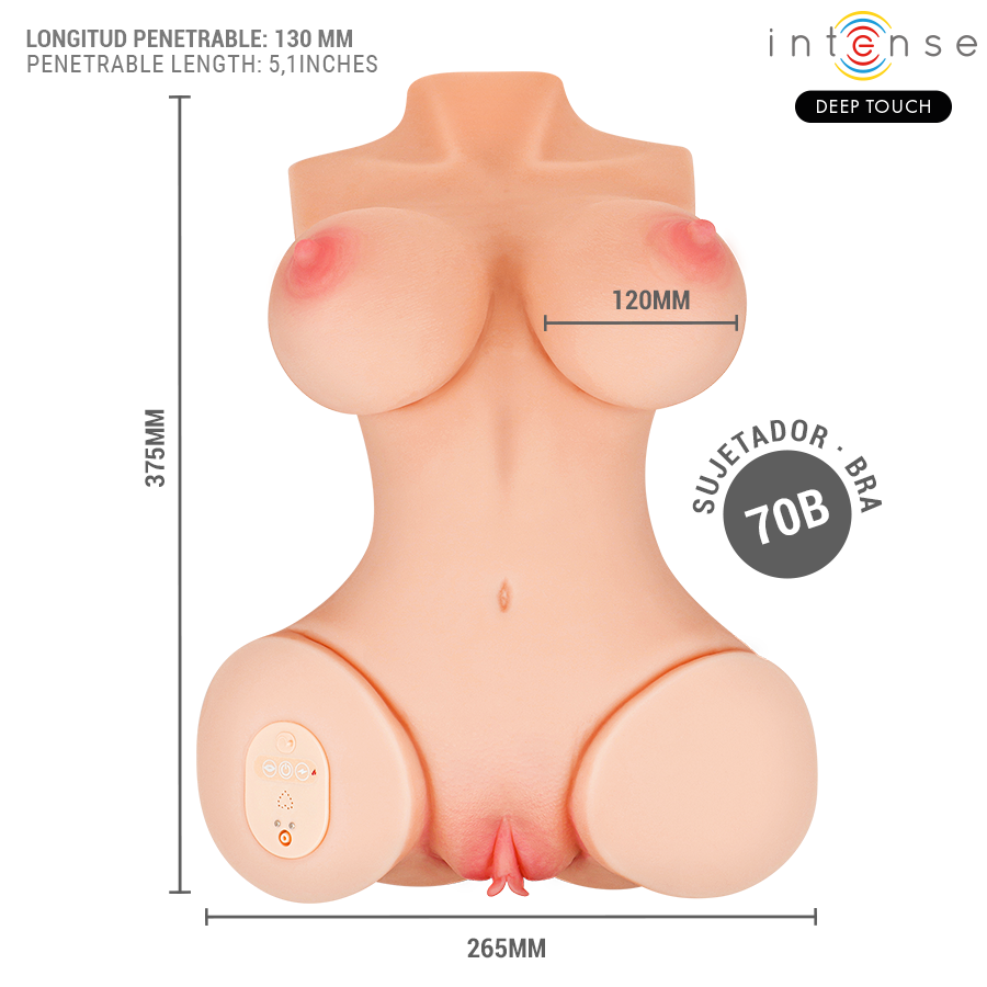 INTENSE DEEP TOUCH - VERO TORSO ANUS UND VAGINA MIT SAUG-, WÄRME-, VIBRATIONS- UND STIMMEFFEKTEN MIT FERNBEDIENUNG 5,5 KG